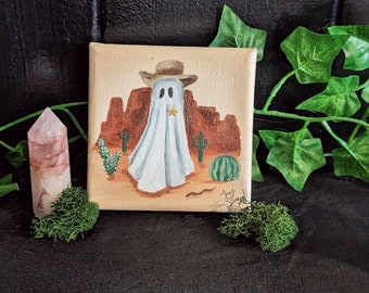 Cowboy Ghost- Mini Acrylic Painting