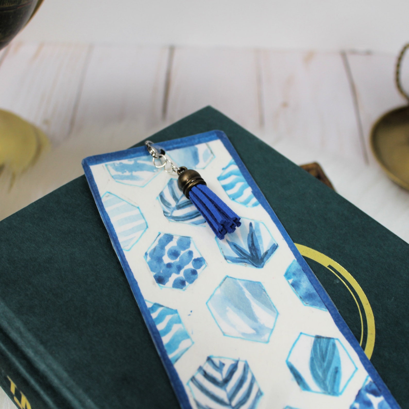 Abstract Blue Watercolor Bookmark | Etsy