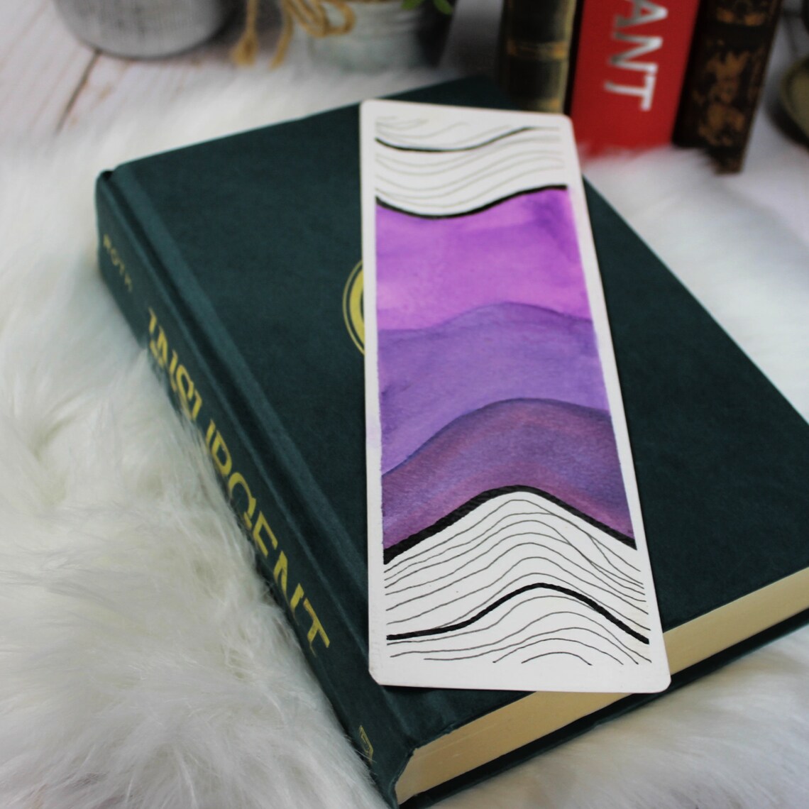 Purple Abstract Watercolor bookmark | Etsy