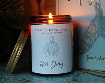 Caja de regalo amante del libro que incluye vela de libro - Mr Darcy Candle Jane Austen / Vela de orgullo y prejuicio / Vela literaria / Regalo para lectores