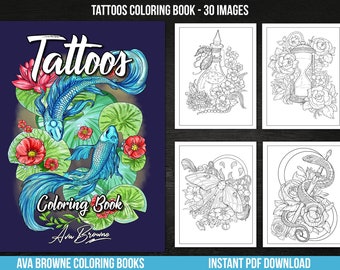 Download Tattoo Coloring Book Etsy