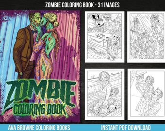 Download Zombie Coloring Book Etsy