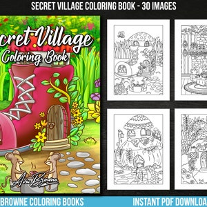 Ava Browne Coloring Books | Secret Village Coloring Book, Adult Coloring Book Gift For Women, Teens, And Girls. Whimsical Coloring Book