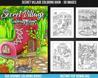 Ava Browne Coloring Books | Secret Village Coloring Book, Adult Coloring Book Gift For Women, Teens, And Girls. Whimsical Coloring Book