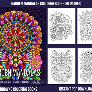 Ava Browne Coloring Books | Garden Mandalas Coloring Book, Adult Coloring Book Gift For Women, Teens, And Girls. PDF DOWNLOAD