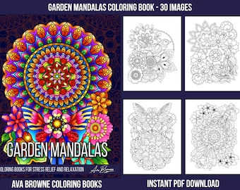 Ava Browne Coloring Books | Garden Mandalas Coloring Book, Adult Coloring Book Gift For Women, Teens, And Girls. PDF DOWNLOAD