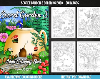Ava Browne Coloring Books | Secret Garden 3 Coloring Book, Adult Coloring Book Gift For Women, Teens, And Girls. PDF DOWNLOAD