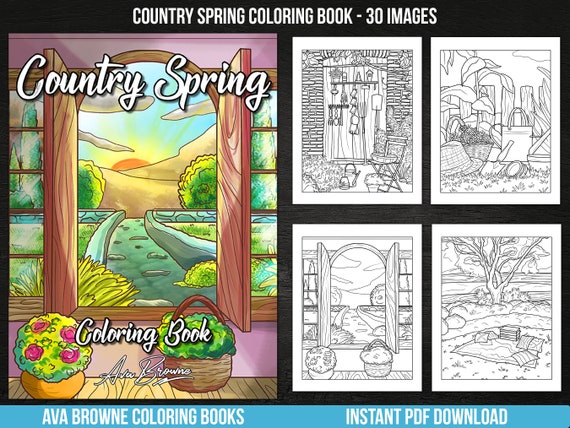 Ava Browne Coloring Books  Country Spring Adult Coloring