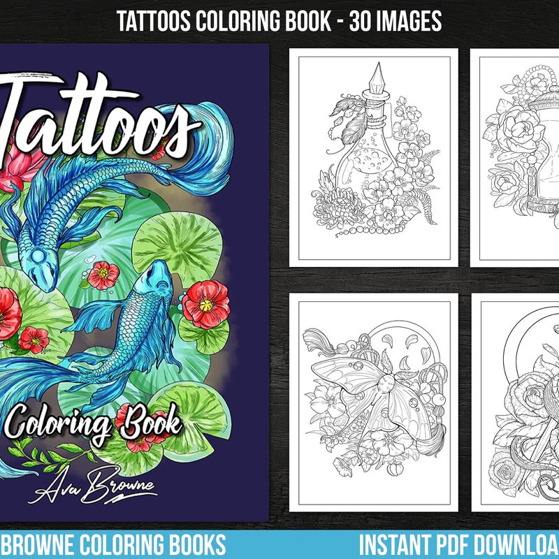 Tattoo Coloring Book - Etsy
