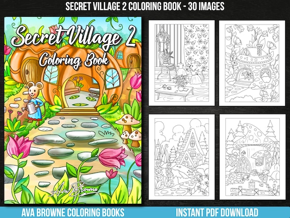 Ava Browne Coloring Books | Secret Village 2, Adult Coloring Book Gift For Women, Teens, And Girls. Tiny Homes, Whimsical Coloring Book