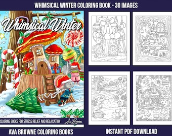 Ava Browne Coloring Books | Whimsical Winter Coloring Book, Adult Coloring Book Gift For Women, Teens, Winter Coloring Book