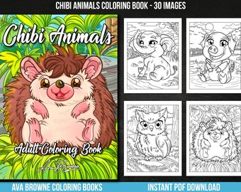 Ava Browne Coloring Books | Chibi Animals Coloring Book, Adult Coloring Book Gift For Women, Teens, Girls. Owls, Cats, Hippos PDF DOWNLOAD