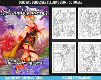 Ava Browne Libros para colorear / Dioses y diosas Libro para colorear para adultos, Libro para colorear para adultos Regalo para mujeres, DESCARGAR, Coloración de mitología griega