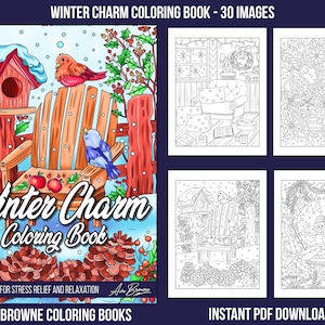 Ava Browne Coloring Books | Winter Charm Coloring Book, Adult Coloring Book Gift For Women, Teens, Winter Coloring Book