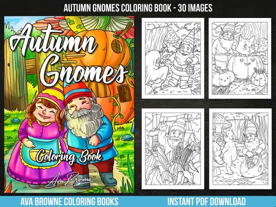 Ava Browne Coloring Books  Autumn Gnomes Coloring Book Fall