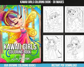 Ava Browne Coloring Books | Kawaii Girls Coloring Book, Adult Coloring Book Gift For Women, Teens, Kids, Girls. Manga, Chibi PDF DOWNLOAD