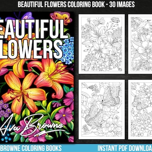 Ava Browne Coloring Books | Flower Coloring Book, Adult Coloring Book Gift For Women, Teens, And Girls. PDF DOWNLOAD