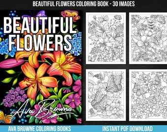 Ava Browne Coloring Books | Flower Coloring Book, Adult Coloring Book Gift For Women, Teens, And Girls. PDF DOWNLOAD