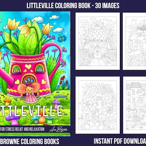 Ava Browne Coloring Books | Littleville Secret Garden Coloring Book, Adult Coloring Book Gift For Women, Teens, And Girls. PDF DOWNLOAD