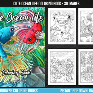 Ava Browne Coloring Books | Cute Ocean Life Coloring Book, Adult Coloring Book Gift For Women, Teens, And Girls. PDF DOWNLOAD