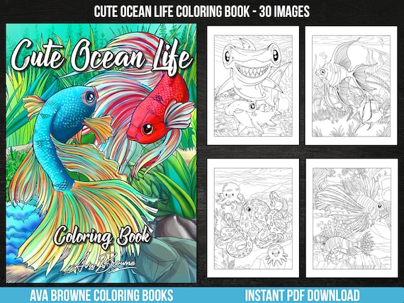 Ava Browne Coloring Books  Cute Ocean Life Coloring Book