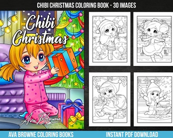 Ava Browne Coloring Books | Chibi Christmas Coloring Book, Adult Coloring Book Gift For Women, Teens, Winter Coloring Book