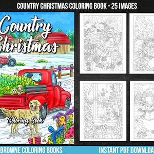 Ava Browne Coloring Books | Country Christmas Coloring Book, Adult Coloring Book Gift For Women, Teens, Winter Coloring Book