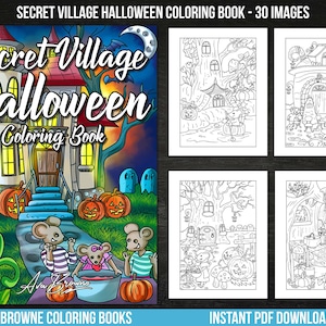Ava Browne Coloring Books | Secret Village Halloween Coloring Book, Fall Adult Coloring Book Gift For Women, Teens, And Girls. PDF DOWNLOAD