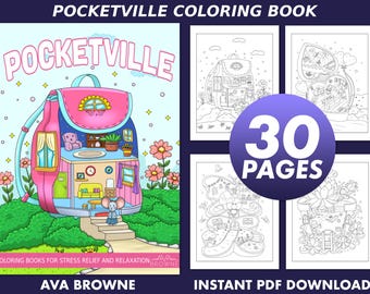 Ava Browne Coloring Books | Pocketville Coloring Book, Adult Coloring Book Gift For Women, Teens, And Girls. PDF DOWNLOAD