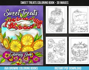 Livres de coloriage Ava Browne | Livre de coloriage Sweet Treats, cadeau de livre de coloriage pour adultes pour femmes, adolescents et filles. TÉLÉCHARGEMENT PDF, Cupcakes, Gâteaux