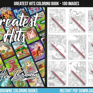Ava Browne Coloring Books | 100 PAGES Greatest Hits Coloring Book, Adult Coloring Book Gift For Women, Teens, And Girls. PDF DOWNLOAD