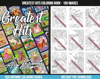 Ava Browne Malbücher | 100 SEITEN Greatest Hits Malbuch, Erwachsene Malbuch Geschenk für Frauen, Jugendliche und Mädchen. PDF DOWNLOAD