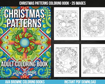 Ava Browne Coloring Books | Christmas Patterns Coloring Book, Adult Coloring Book Gift For Women, And Girls. PDF DOWNLOAD Winter Holiday