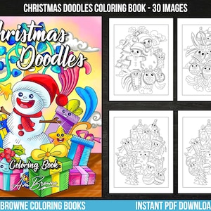 Ava Browne Coloring Books | Christmas Doodles Coloring Book, Adult Coloring Book Gift For Women, Teens, Winter Coloring Book