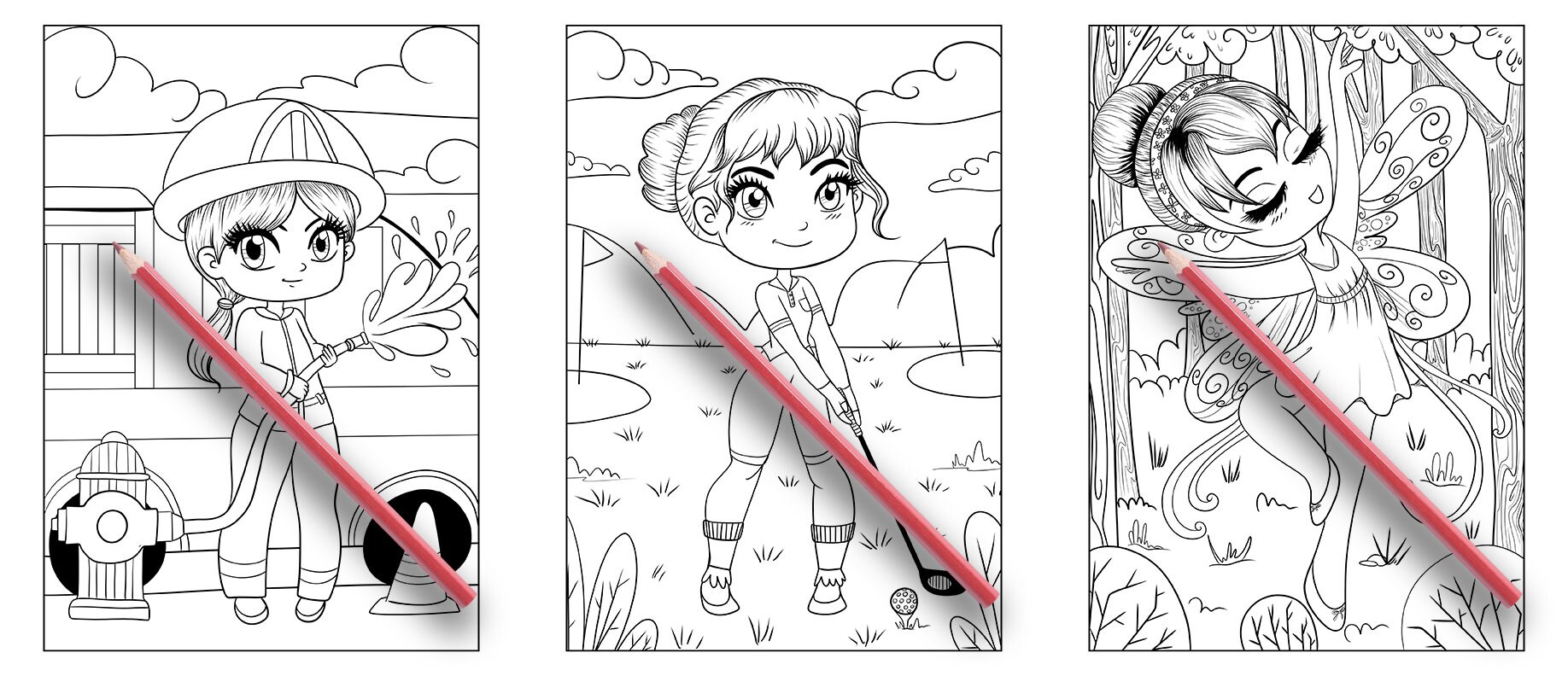 Ava Browne Coloring Books Kawaii Girls Coloring Book Adult | Etsy