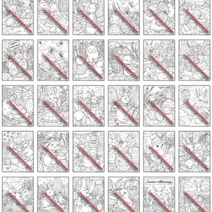 Peut inclure: Un ensemble de 25 pages &agrave; colorier en noir et blanc repr&eacute;sentant des lapins de P&acirc;ques, des &oelig;ufs et d'autres images sur le th&egrave;me du printemps. Les pages sont parfaites pour les adultes et les enfants qui aiment colorier.