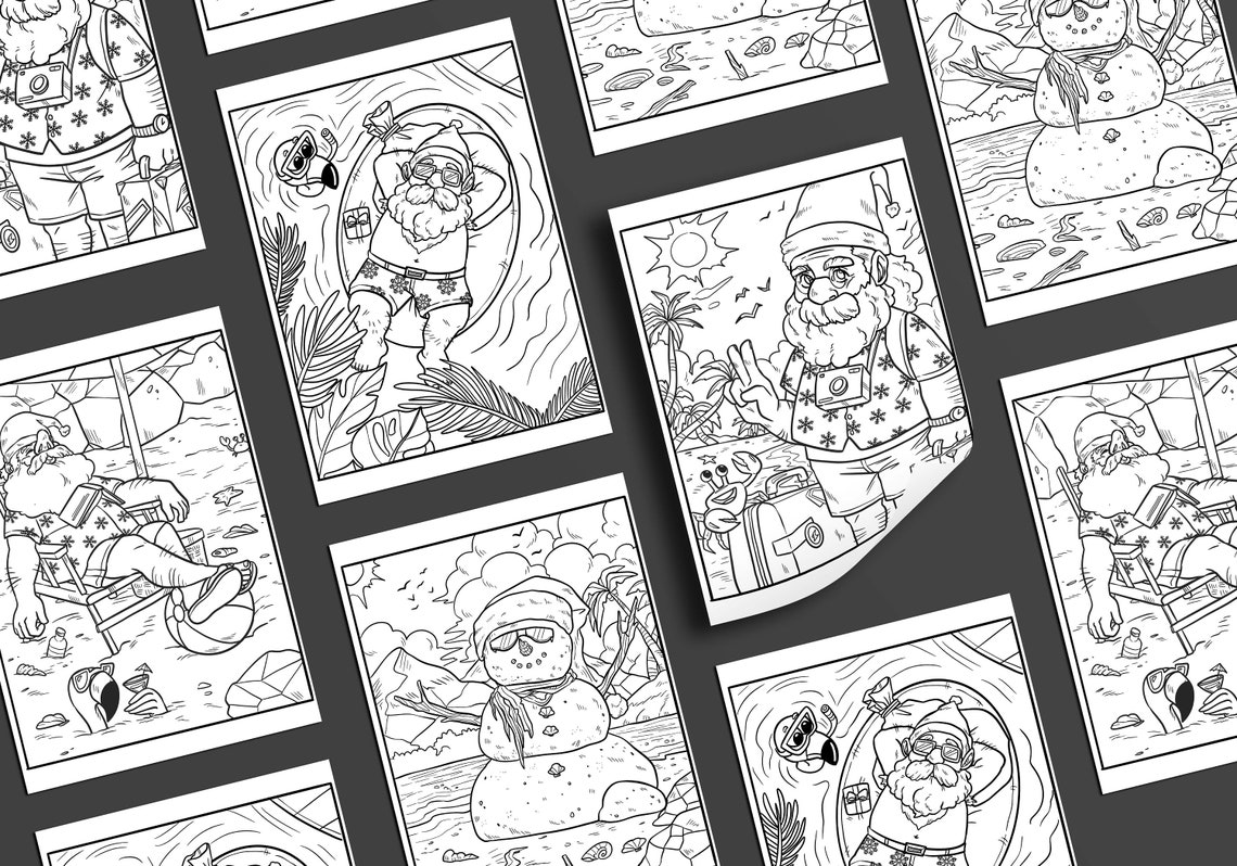 Ava Browne Coloring Books 30 Page Digital Christmas in July Coloring Book, Adult Coloring Book Gift For Women, Teens, Girls. PDF DOWNLOAD image 3