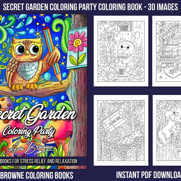 Ava Browne Coloring Books | Secret Garden Coloring Party Coloring Book, Adult Coloring Book Gift For Women, Teens, And Girls. PDF DOWNLOAD