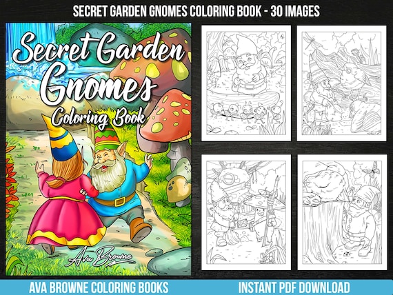 Ava Browne Coloring Books | Secret Garden Gnomes Coloring Book, Adult Coloring Book Gift For Women, Teens, And Girls Whimsical Coloring Book