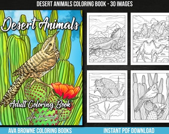 Ava Browne Coloring Books | Desert Animals Coloring Book,  Gift For Women, Teens, And Girls. Owls, Giraffes, Lizards, Camels PDF DOWNLOAD