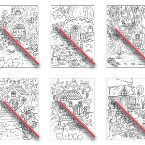 Peut inclure: Six pages &agrave; colorier en noir et blanc repr&eacute;sentant des maisons fantastiques sur le th&egrave;me d'Halloween avec des d&eacute;tails effrayants comme des citrouilles, des fant&ocirc;mes et des chauves-souris. Chaque page est pr&ecirc;te &agrave; &ecirc;tre color&eacute;e avec vos crayons, marqueurs ou crayons de couleur pr&eacute;f&eacute;r&eacute;s.