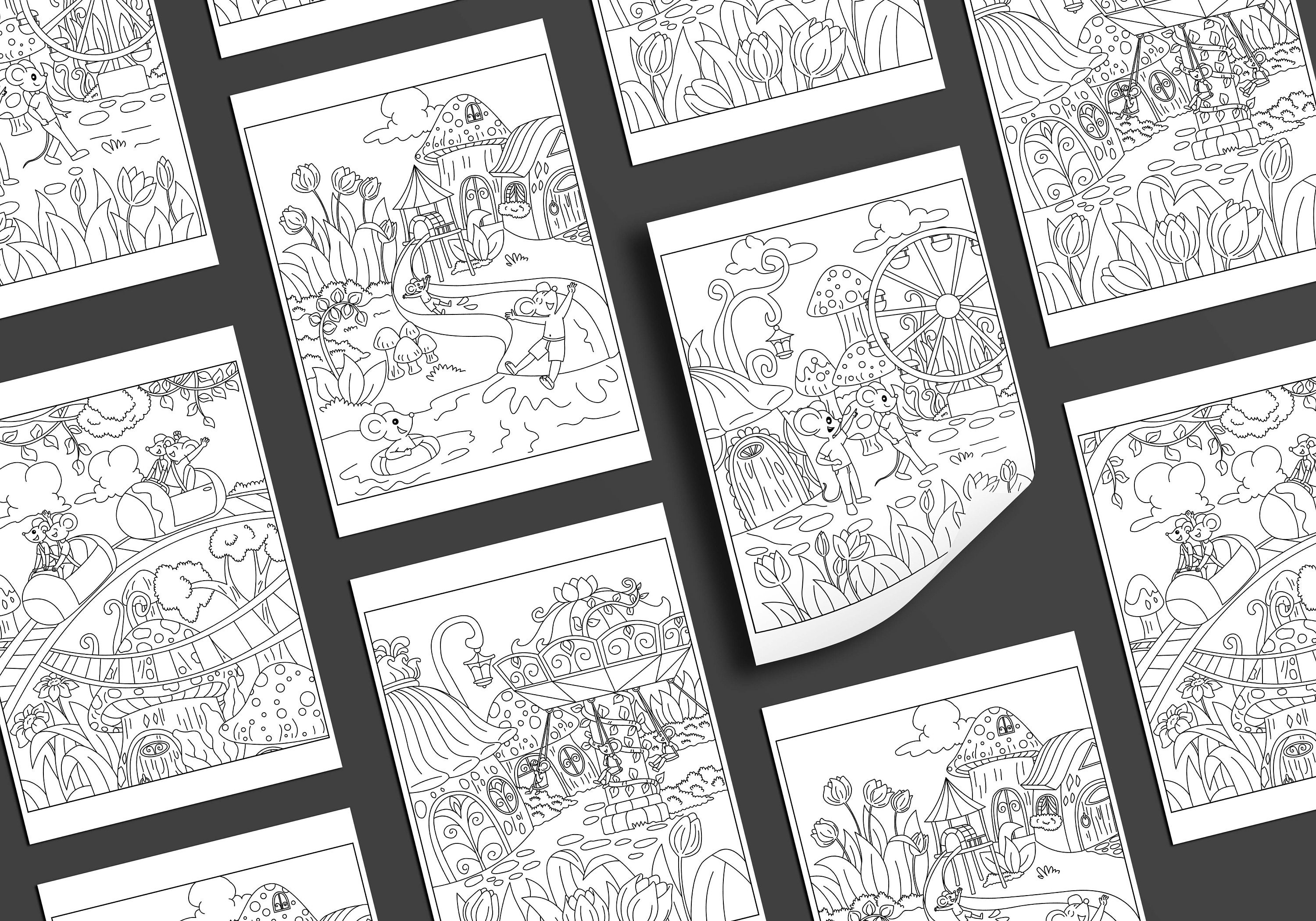 Ava Browne Coloring Books Secret Village Theme Park Cute Etsy