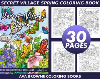Ava Browne Coloring Books | Secret Village Summer, Adult Coloring Book Gift For Women, Teens, And Girls. Tiny Homes, Whimsical Coloring Book