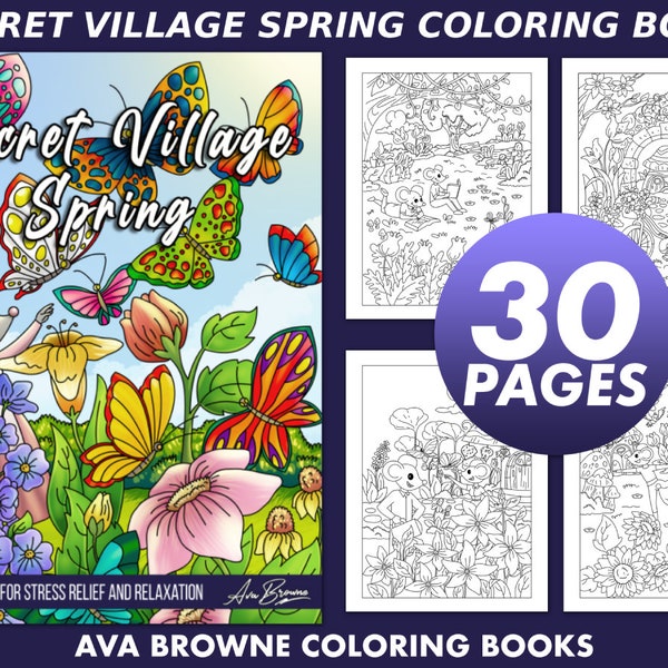 Ava Browne Coloring Books | Secret Village Summer, Adult Coloring Book Gift For Women, Teens, And Girls. Tiny Homes, Whimsical Coloring Book