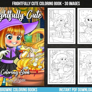 Ava Browne Coloring Books | Frightfully Cute Halloween Coloring Book, Adult Coloring Book Gift For Women, Teens, And Girls. PDF DOWNLOAD