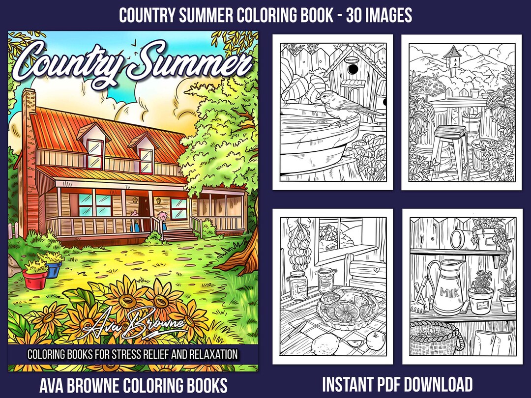Ava Browne Coloring Books | Country Summer Adult Coloring Book, Adult ...