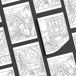 K&ouml;nnte beinhalten: Ein Set mit 10 druckbaren Malvorlagen mit skurrilen Illustrationen von H&auml;usern, G&auml;rten und V&ouml;geln. Jede Seite ist so konzipiert, dass Erwachsene und Kinder Spa&szlig; beim Ausmalen haben.