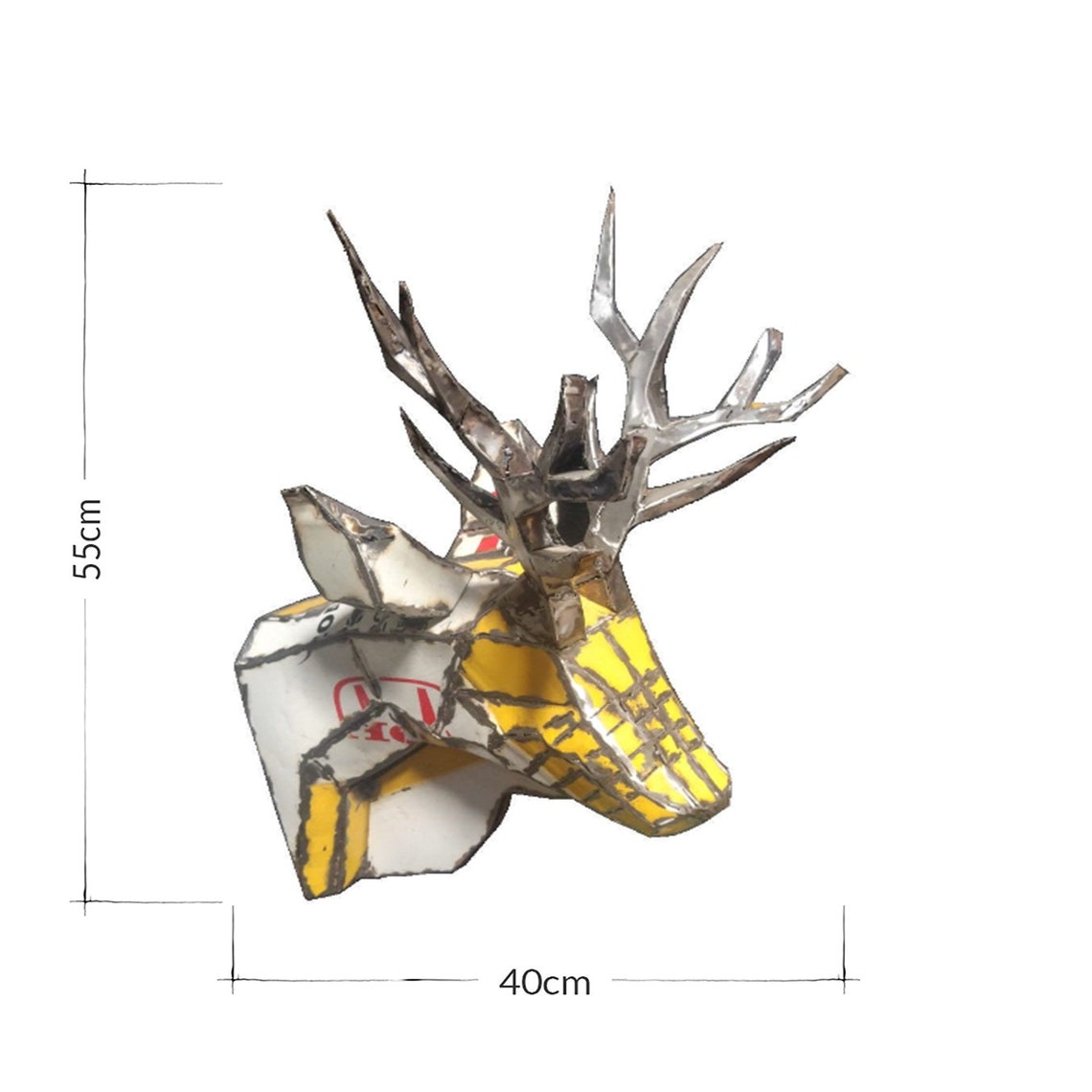 55cm Deer Head Wall Hanging Sculpture Recycled Metal Home Etsy UK