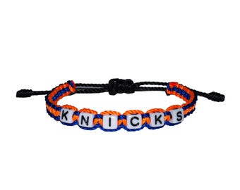 New York Knicks Basketball Fan Adjustable Bracelet • Letter Bead Knicks Jewelry / Game Day Accessory / Sports Fan / Minimalist Cord Bracelet