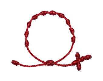 Red Knotted Twine Rosary Bracelet • Red String Bracelet, Good Luck Bracelet, Prayer Bracelet, Protection Bracelet, Religious, Mal de Ojo